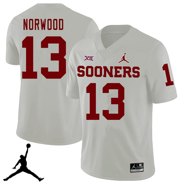 Oklahoma Sooners #13 Tre Norwood 2018 College Football Jerseys Sale-White